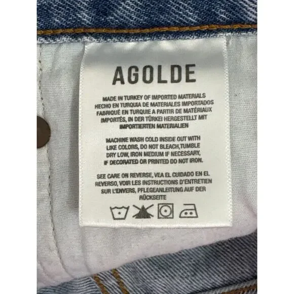 AGOLDE Parker High Rise Vintage Cut Off Denim Shorts in Riptide Size 26